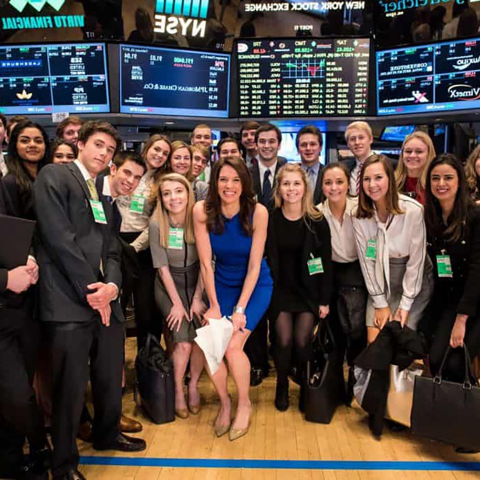 Students at the New York Stock Exchange